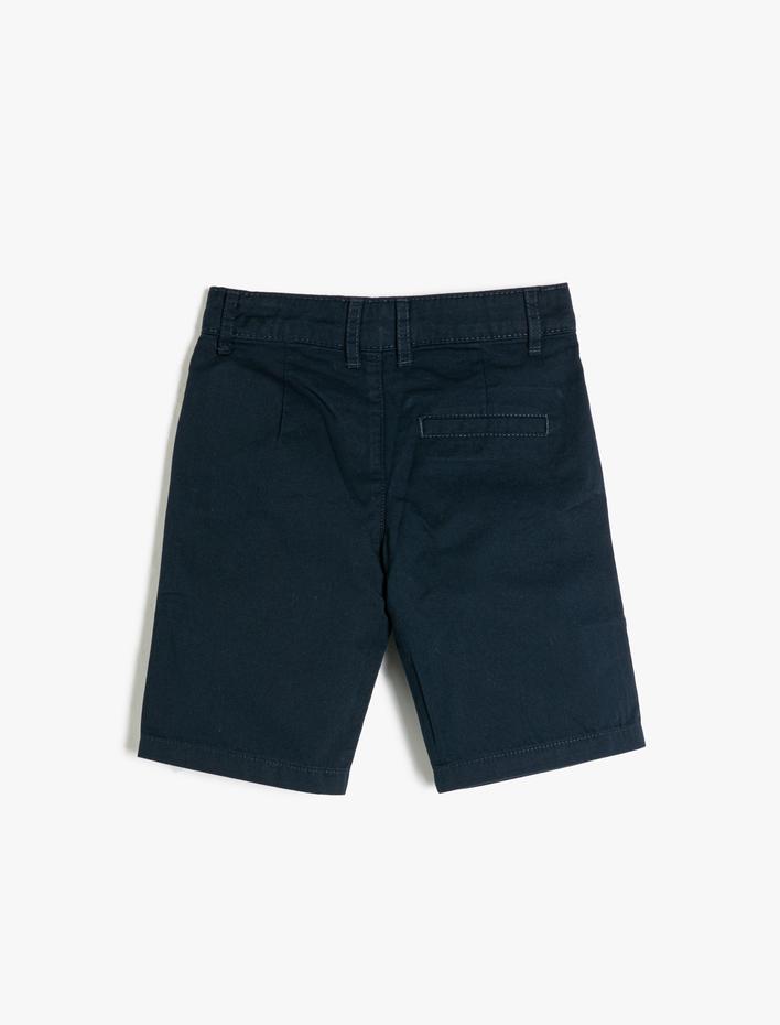 Erkek Çocuk Bermuda Şort Basic Chino Cepli Pamuklu Beli Ayarlanabilir Lastikli