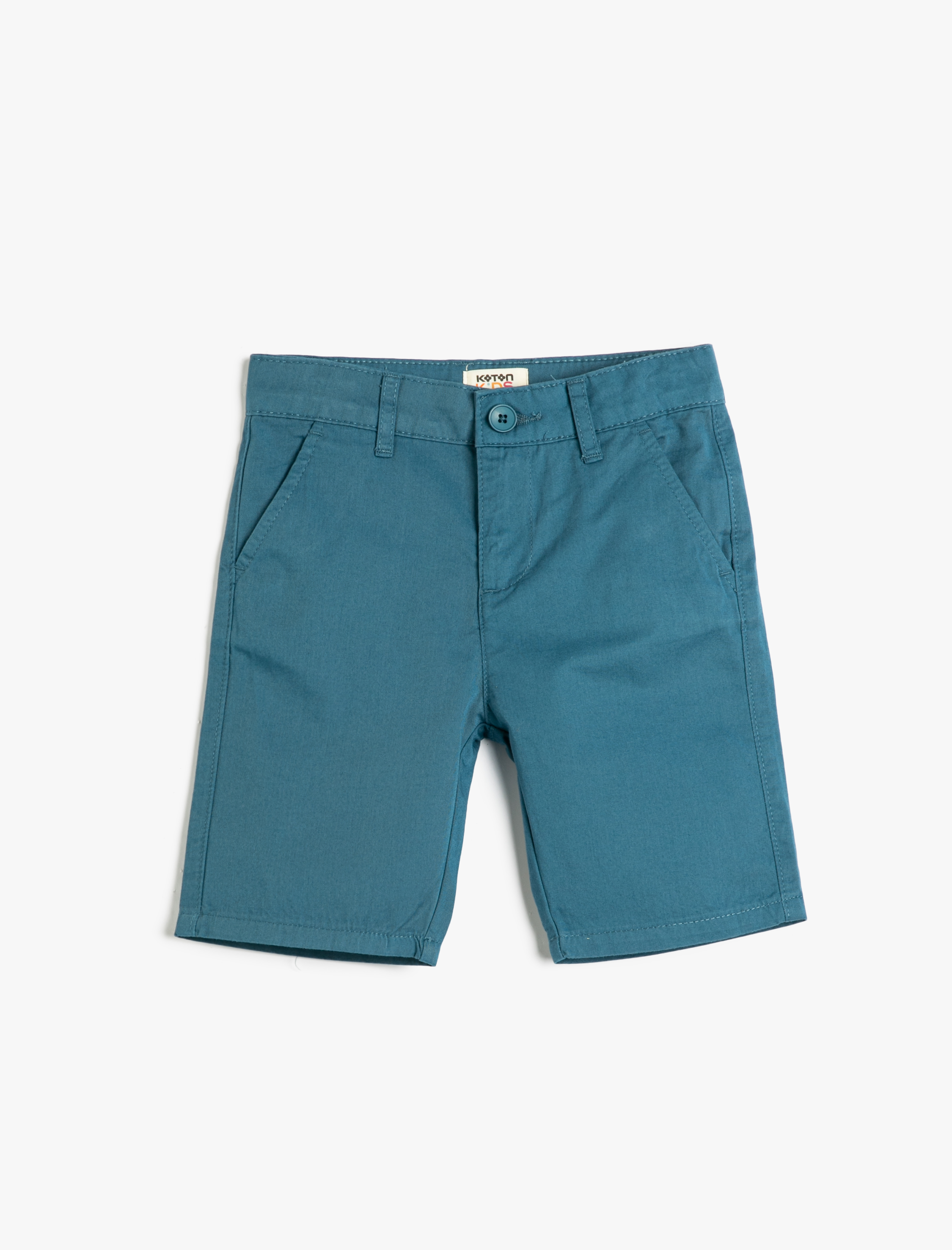  Erkek Çocuk Bermuda Şort Basic Chino Cepli Pamuklu Beli Ayarlanabilir Lastikli