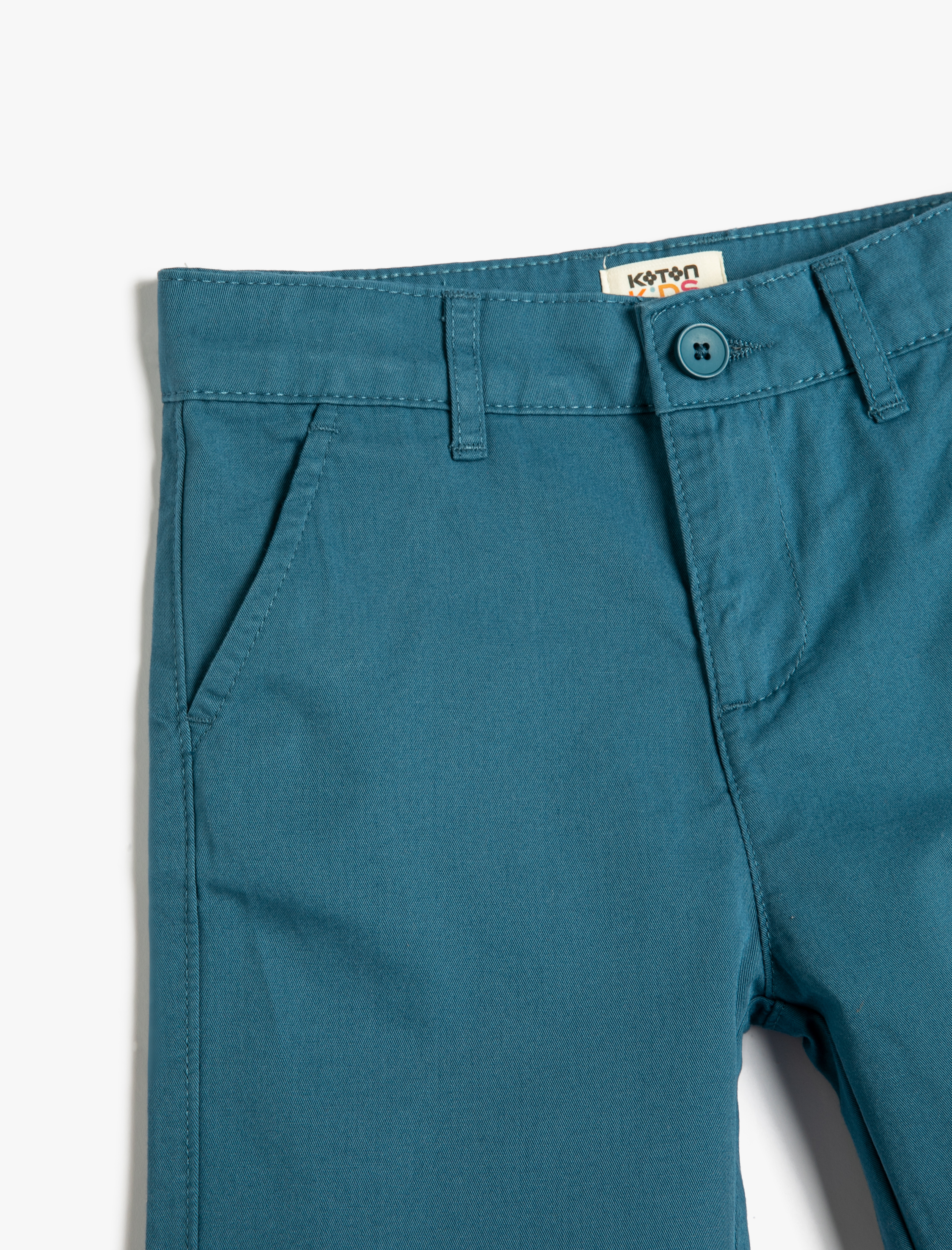  Erkek Çocuk Bermuda Şort Basic Chino Cepli Pamuklu Beli Ayarlanabilir Lastikli