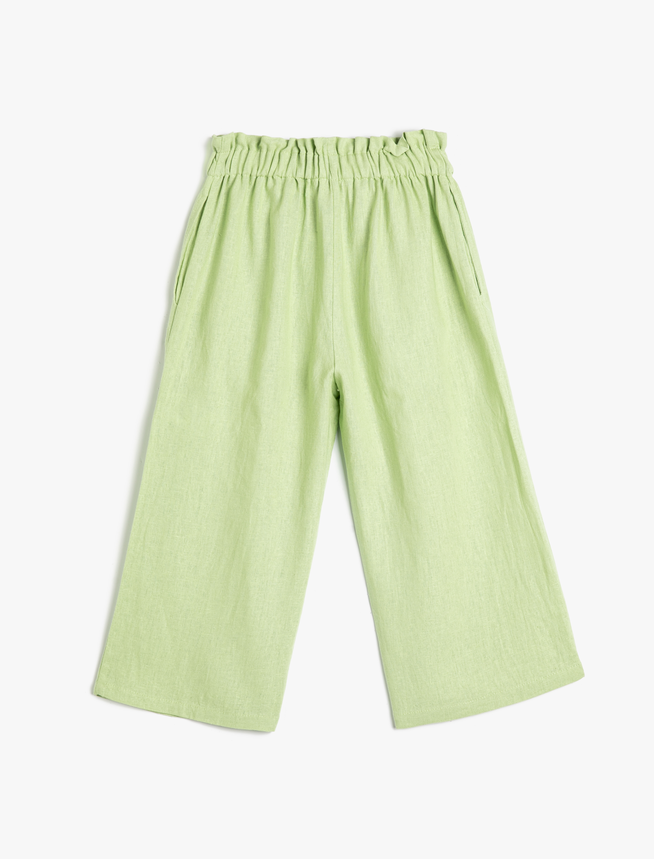  Kız Çocuk Bol Paça Pantolon Beli Lastikli Pamuklu Rahat Kesim