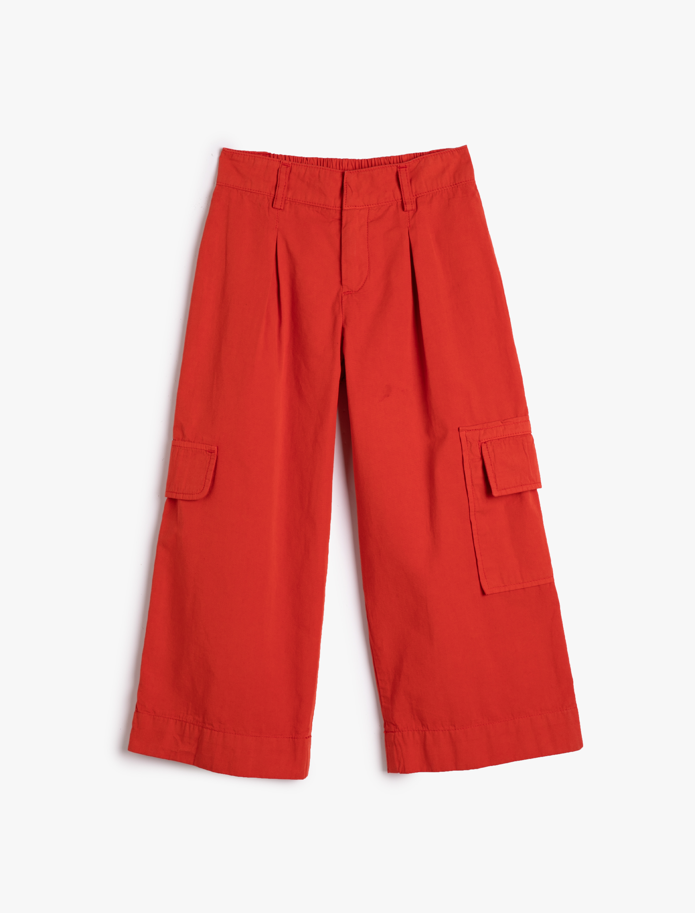  Kız Çocuk Kargo Pantolon Yüksek Bel Geniş Paça