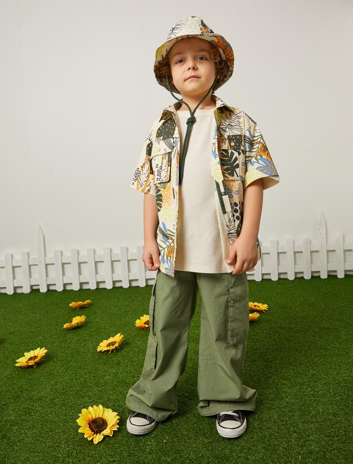 Erkek Çocuk Paraşüt Pantolon Beli Bağlamalı Yanları Cepli Pamuklu