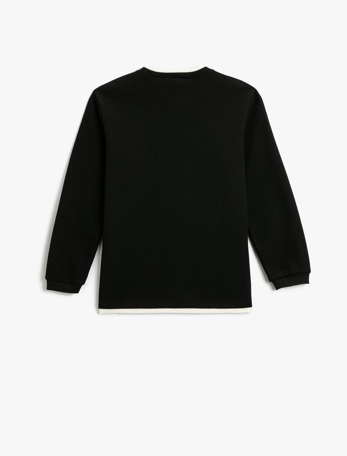 Erkek Çocuk Basic Sweatshirt Bisiklet Yaka Uzun Kollu Yumuşak Dokulu Fitilli