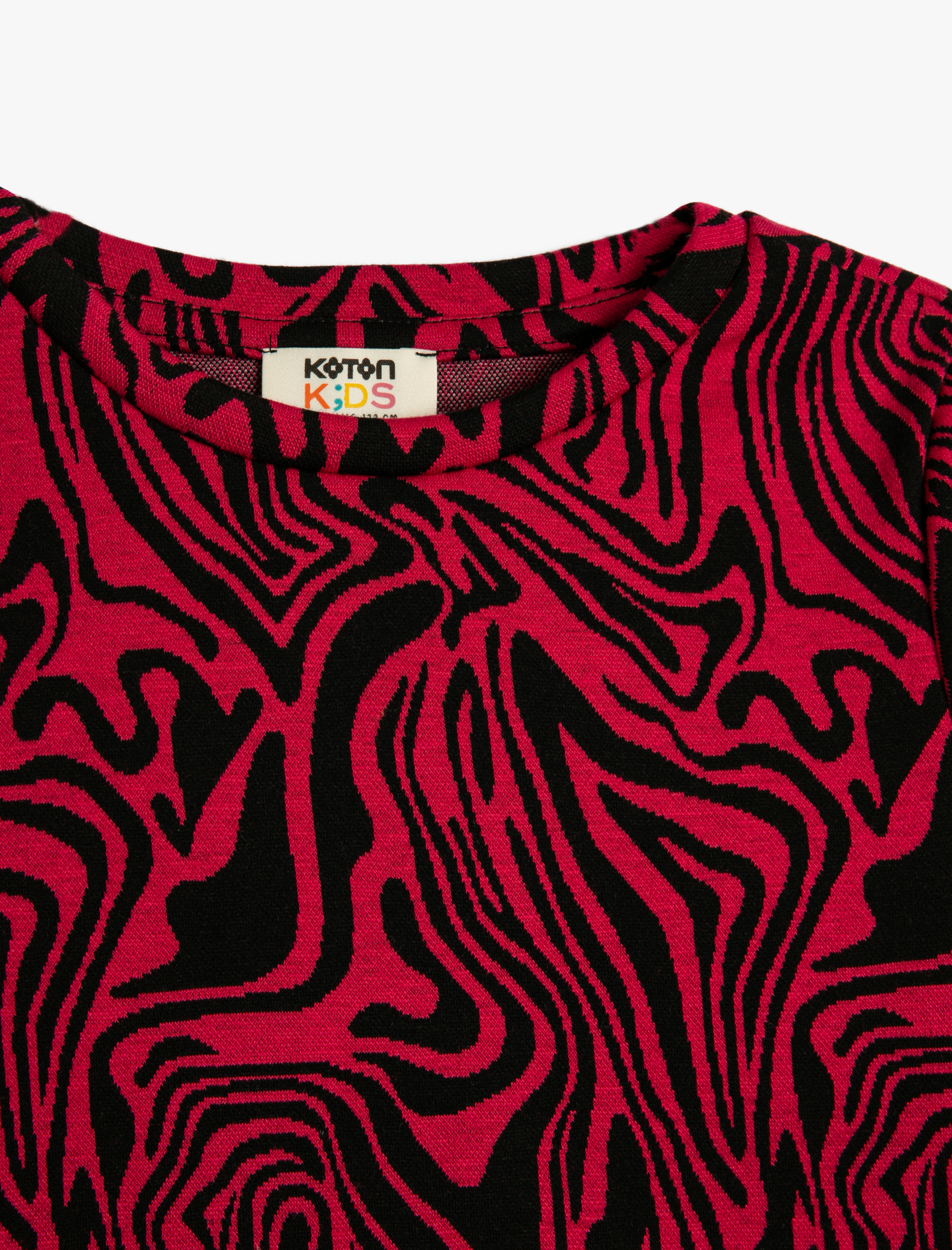  Kız Çocuk Crop Tişört Uzun Kollu Yuvarlak Yaka Baskılı