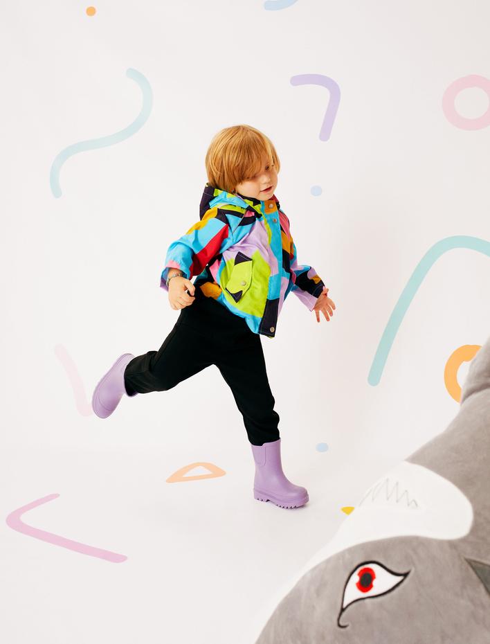 Erkek Bebek Yağmurluk Kapüşonlu Rüzgar Kapaklı Çıtçıt Düğme Kapamalı