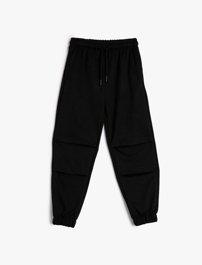 Kız Çocuk Basic Jogger Eşofman Altı Beli Bağlamalı Cepli Kat Detaylı