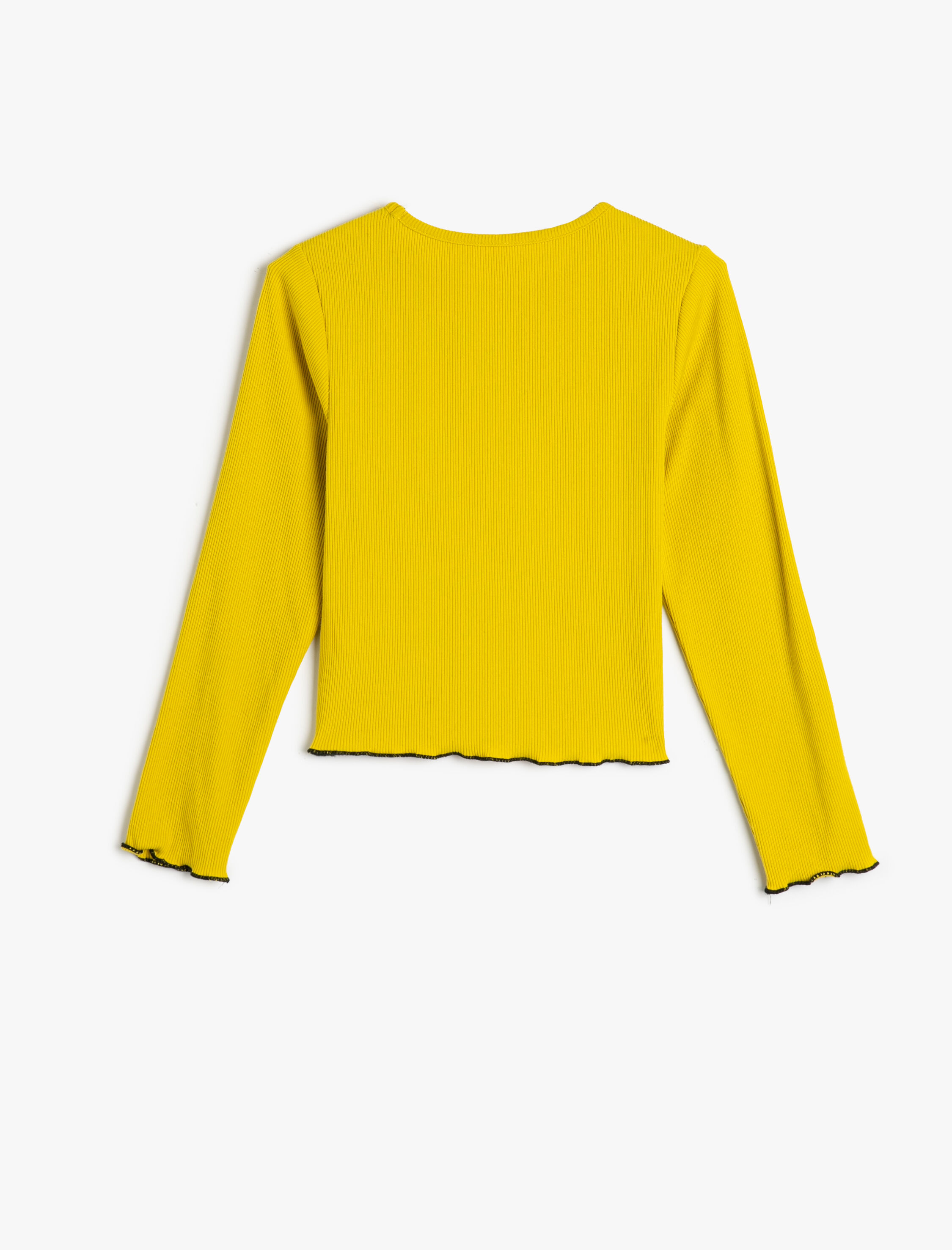  Kız Çocuk Tişört Uzun Kollu Bisiklet Yaka Kaşkorse İşleme Detaylı