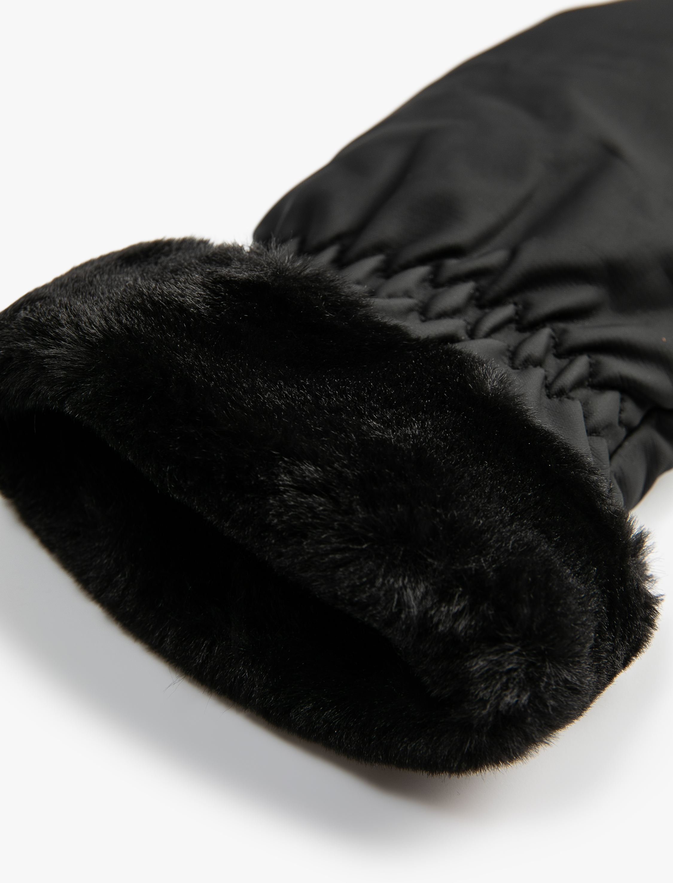  Kadın Parmaksız Eldiven Suni Kürk Detaylı İçi Peluş