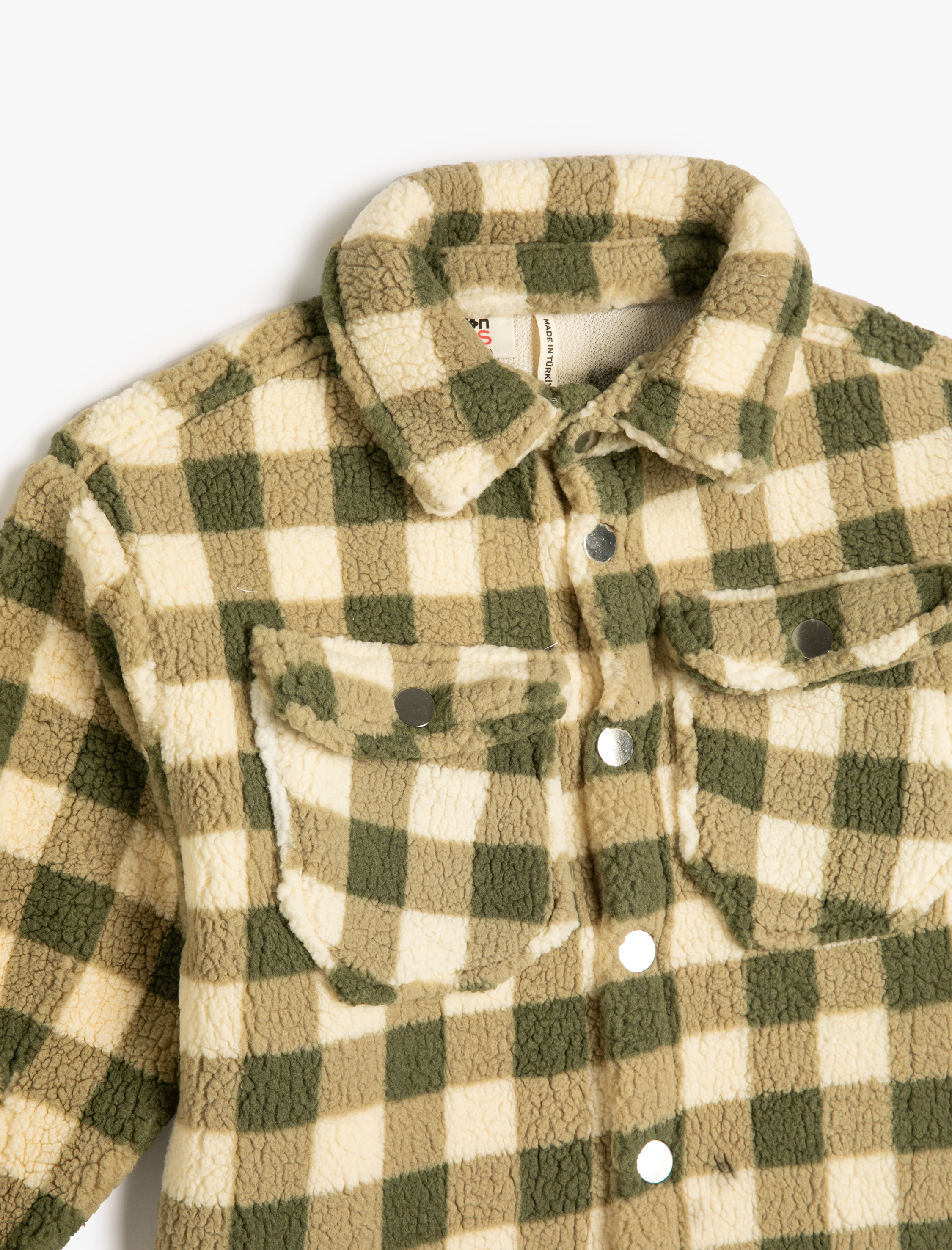  Erkek Çocuk Ekose Peluş Gömlek Ceket Cepli