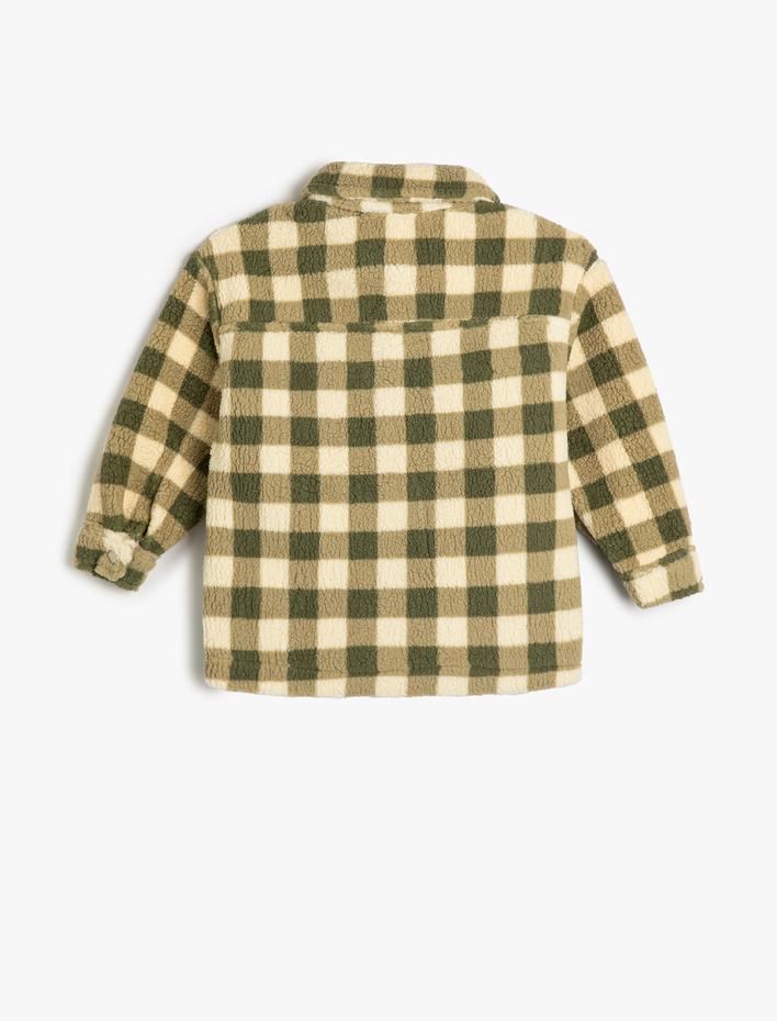 Erkek Çocuk Ekose Peluş Gömlek Ceket Cepli