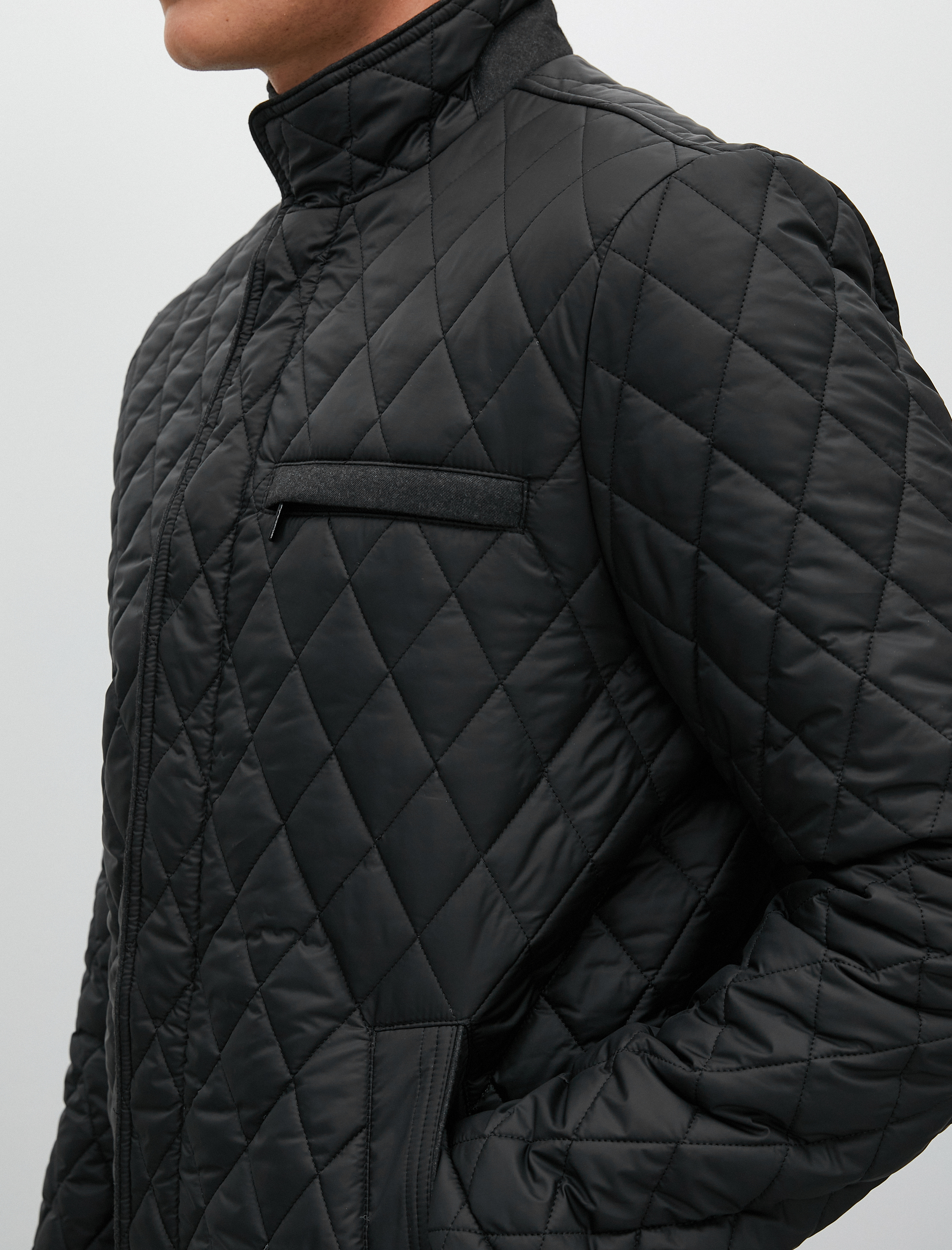   Kapitone Ceket Dik Yaka Çıtçıt Düğmeli Cep Detaylı