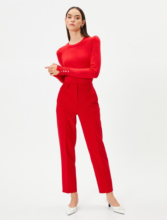  Triko Kazak Bisiklet Yaka Kolları Düğmeli Regular Fit