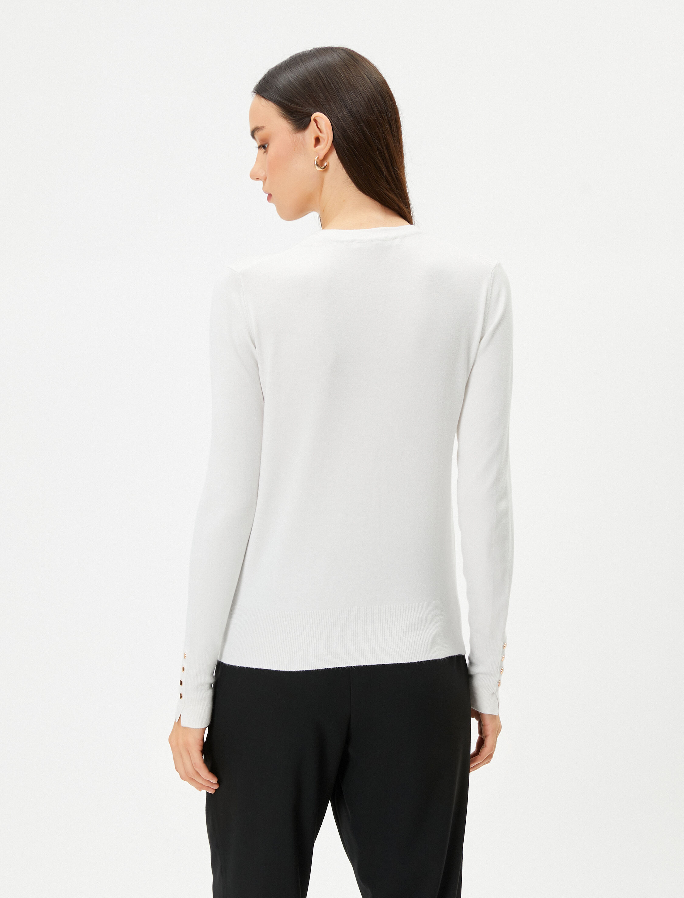   Triko Kazak Bisiklet Yaka Kolları Düğmeli Regular Fit