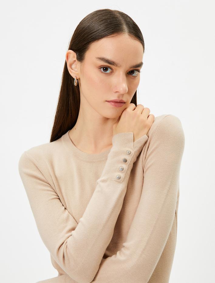  Triko Kazak Bisiklet Yaka Kolları Düğmeli Regular Fit