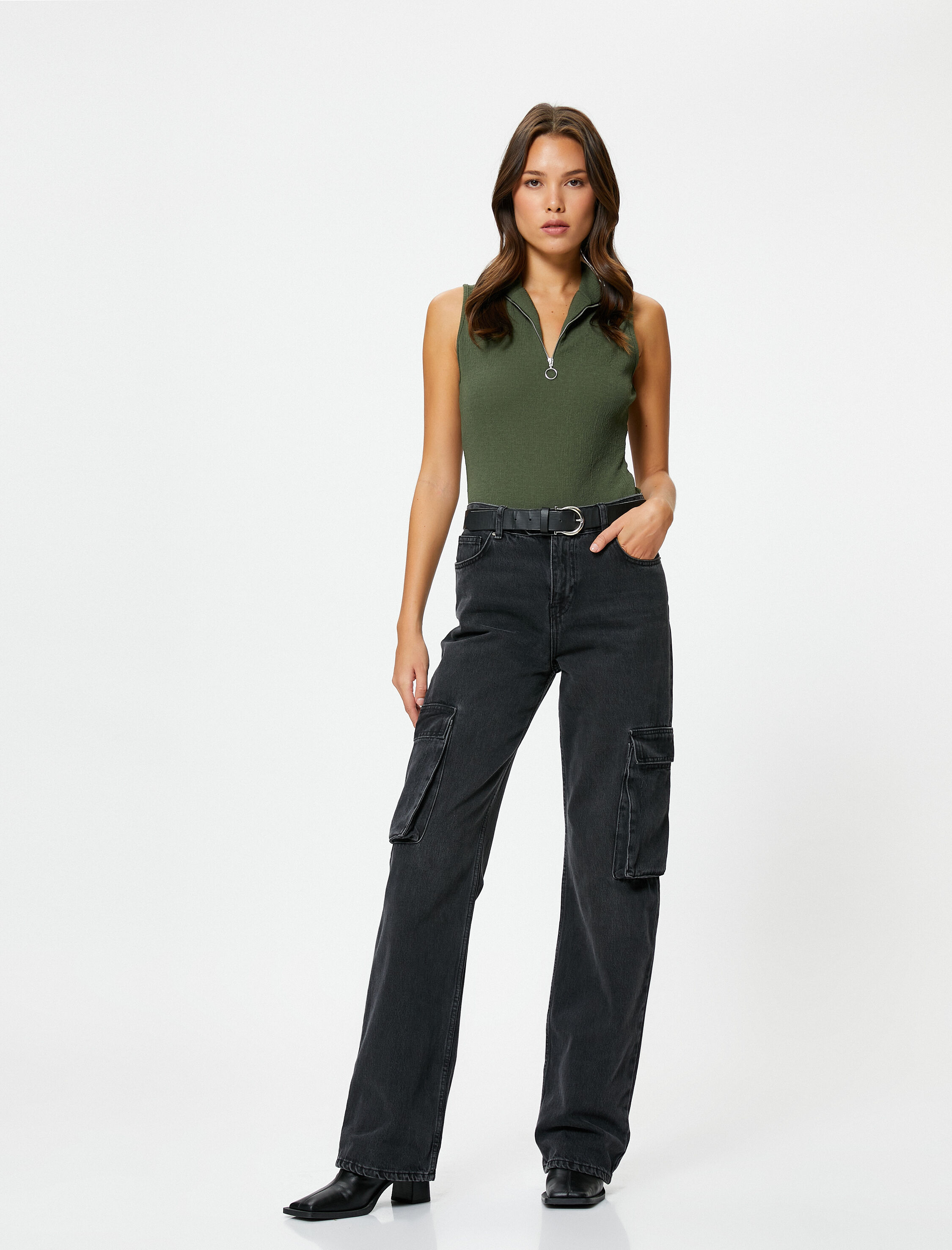   Yarım Fermuarlı Atlet Hafif Dik Yaka Slim Fit