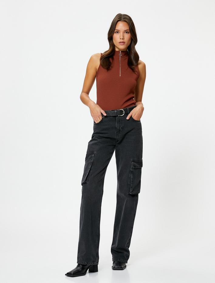  Yarım Fermuarlı Atlet Hafif Dik Yaka Slim Fit