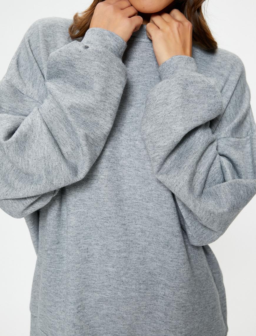   Oversize Sweatshirt Bisiklet Yaka Balon Kollu