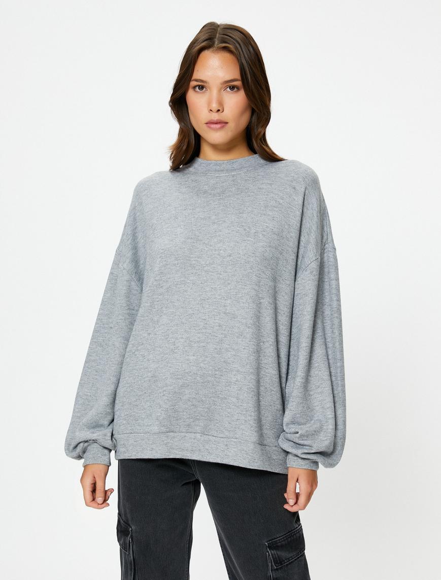   Oversize Sweatshirt Bisiklet Yaka Balon Kollu