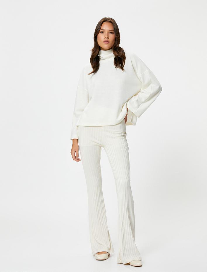  Boğazlı Kazak Geniş Kollu Düşük Omuzlu