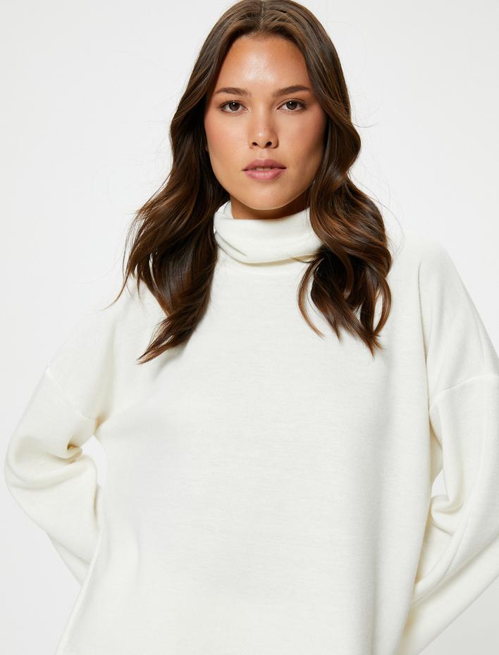  Boğazlı Kazak Geniş Kollu Düşük Omuzlu