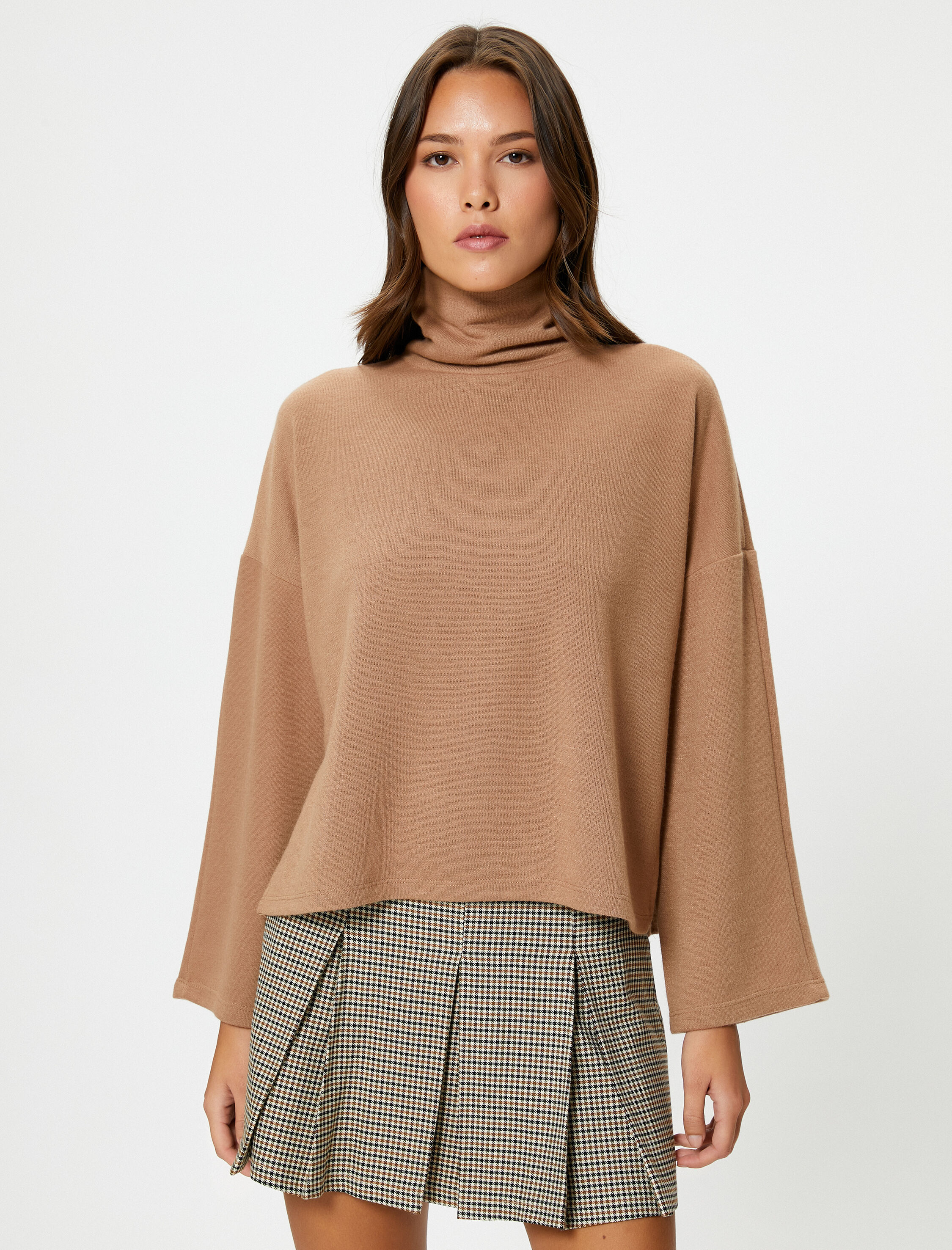 Boğazlı Kazak Geniş Kollu Düşük Omuzlu