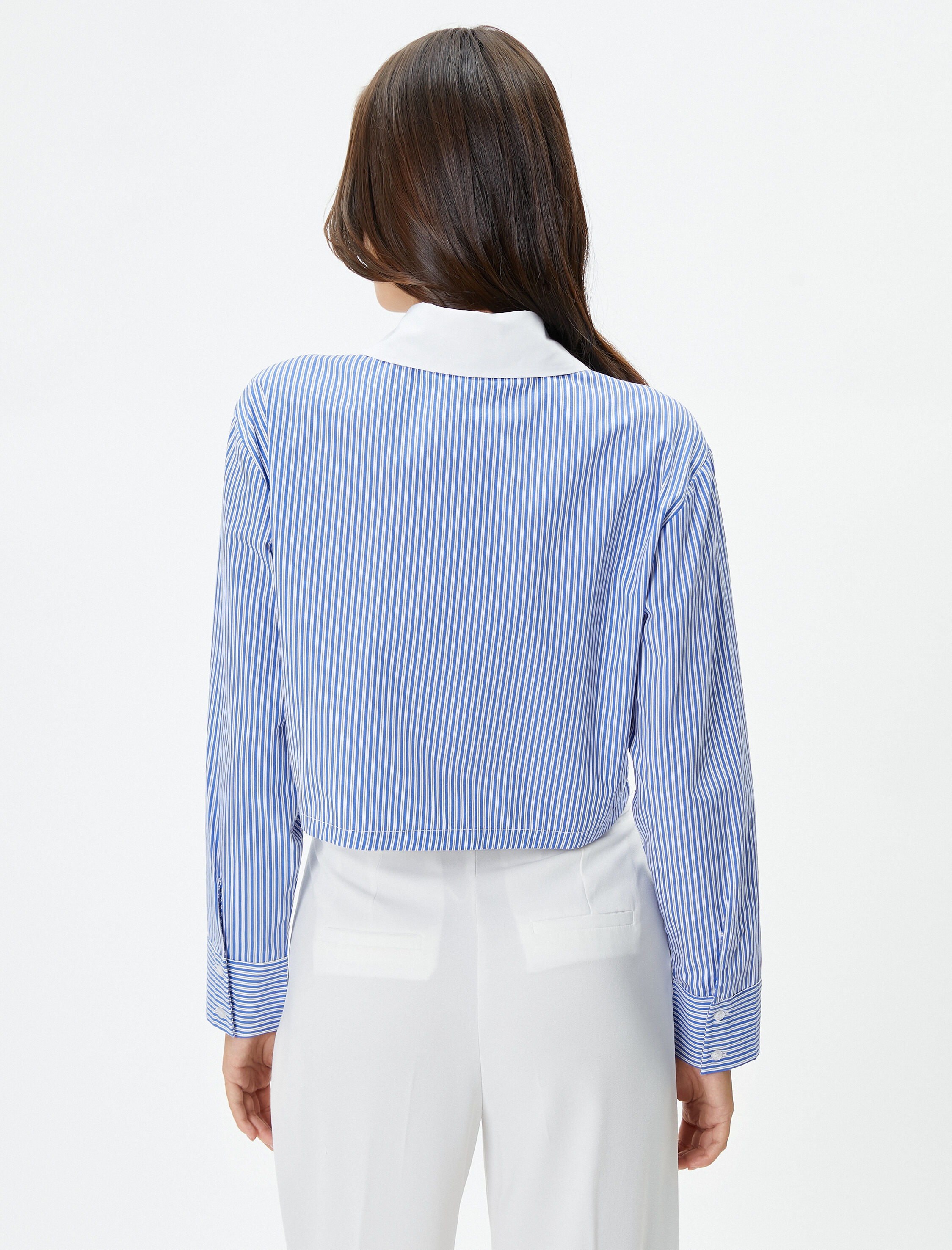   Crop Gömlek Düğmeli Manşet Yaka Uzun Kollu Regular Fit