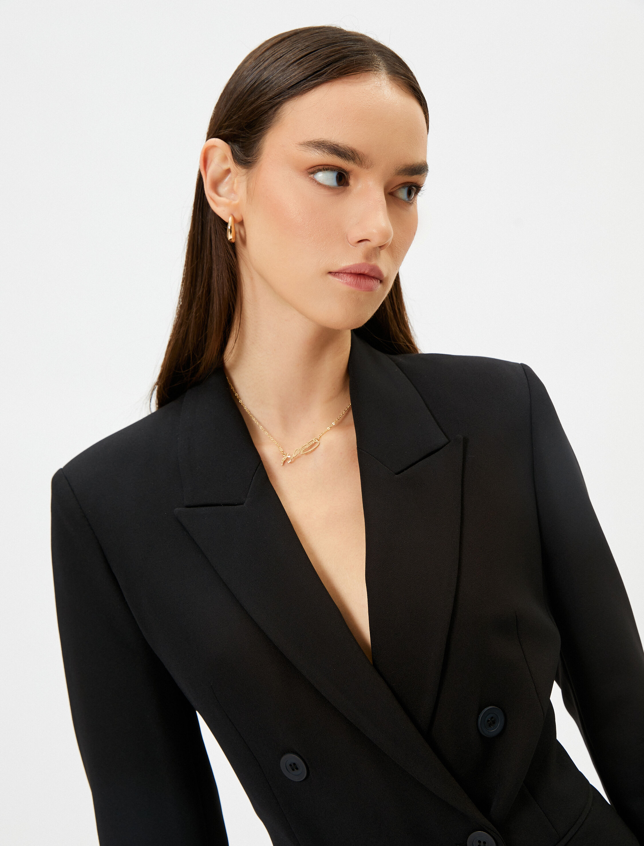   Melis Ağazat X Koton - Kruvaze Düğmeli Ceket Elbise