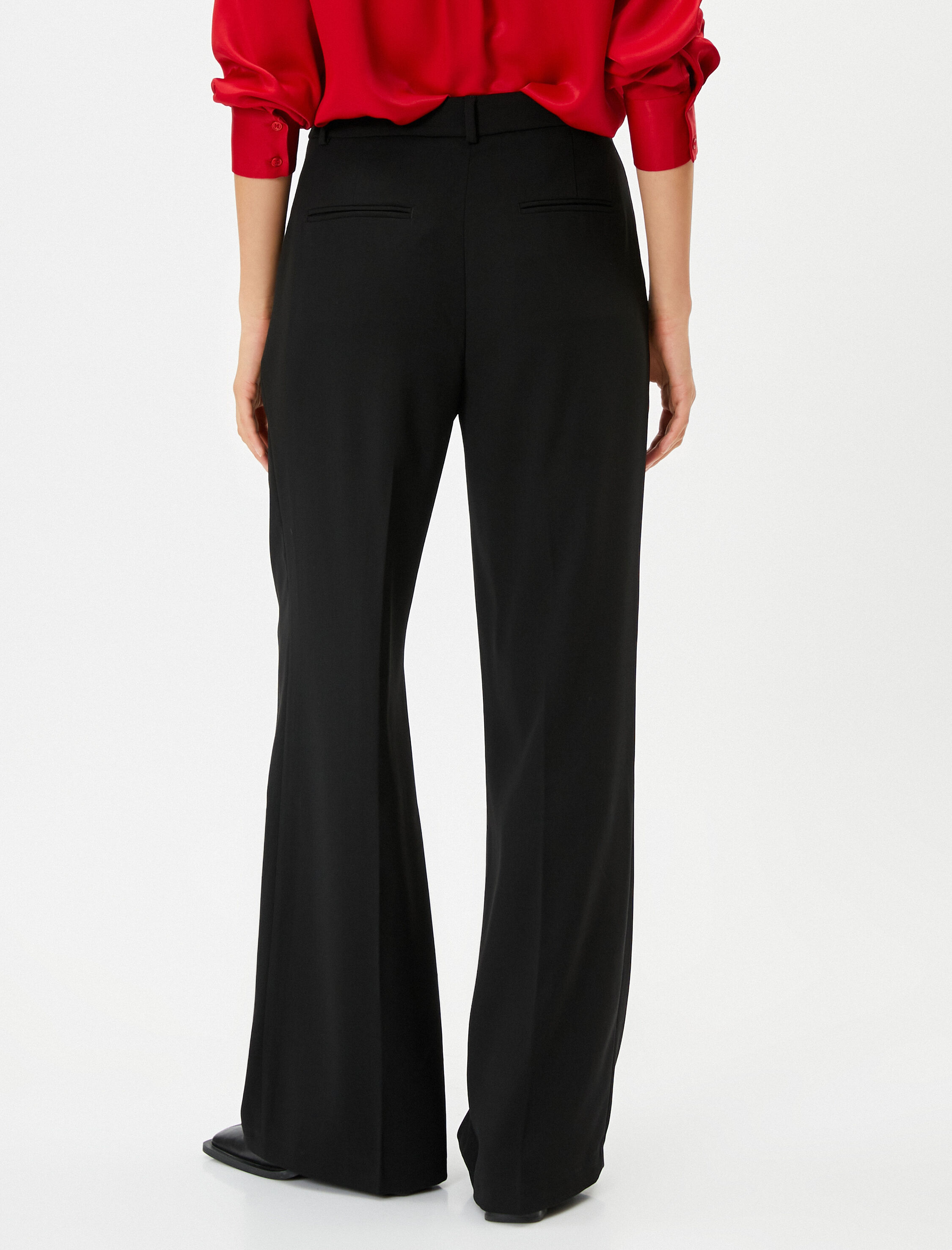   Bol Paça Palazzo Pantolon Kumaş Cep Detaylı Standart Bel