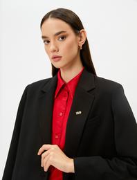 Vatkalı Blazer Ceket Tek Düğmeli Cep Detaylı