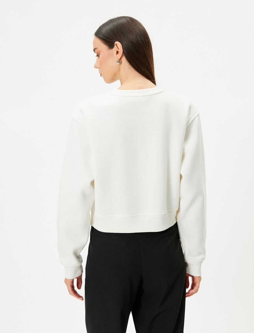   Atatürk Baskılı Sweatshirt Parlak Taş İşlemeli Bisiklet Yaka 100. Yıla Özel