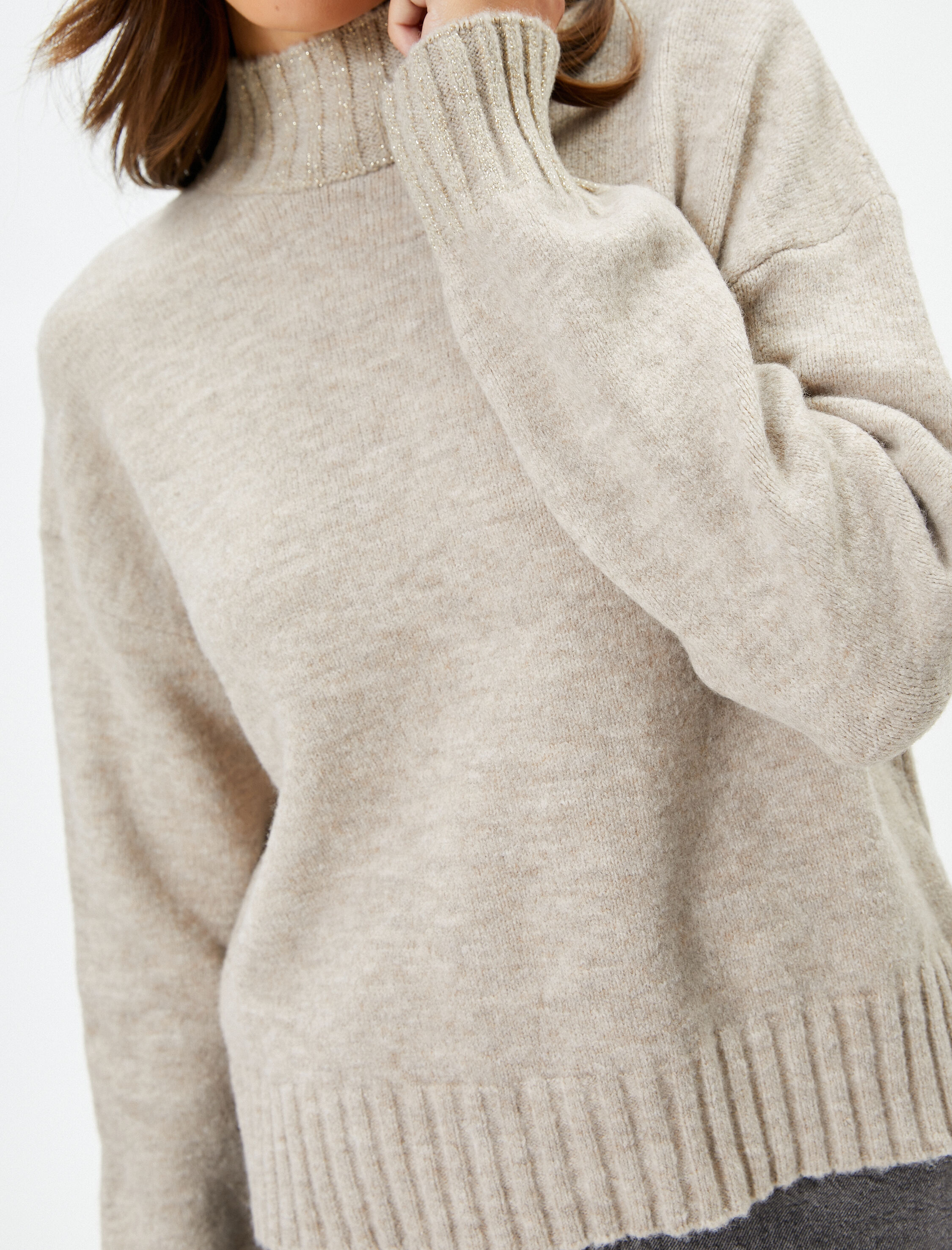   Koton X Şahika Ercümen - Simli Yarım Balıkçı Yaka Kazak