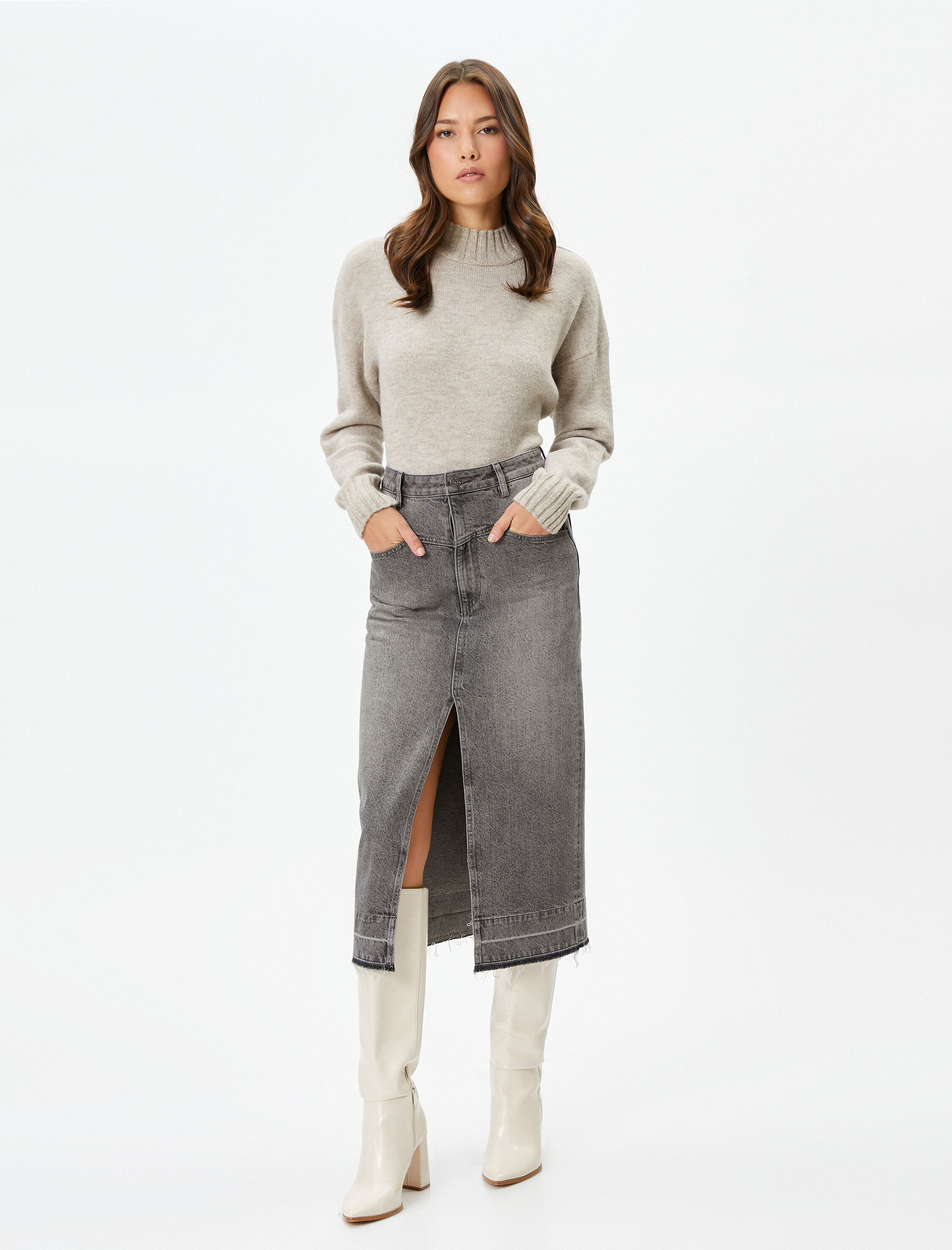   Koton X Şahika Ercümen - Simli Yarım Balıkçı Yaka Kazak