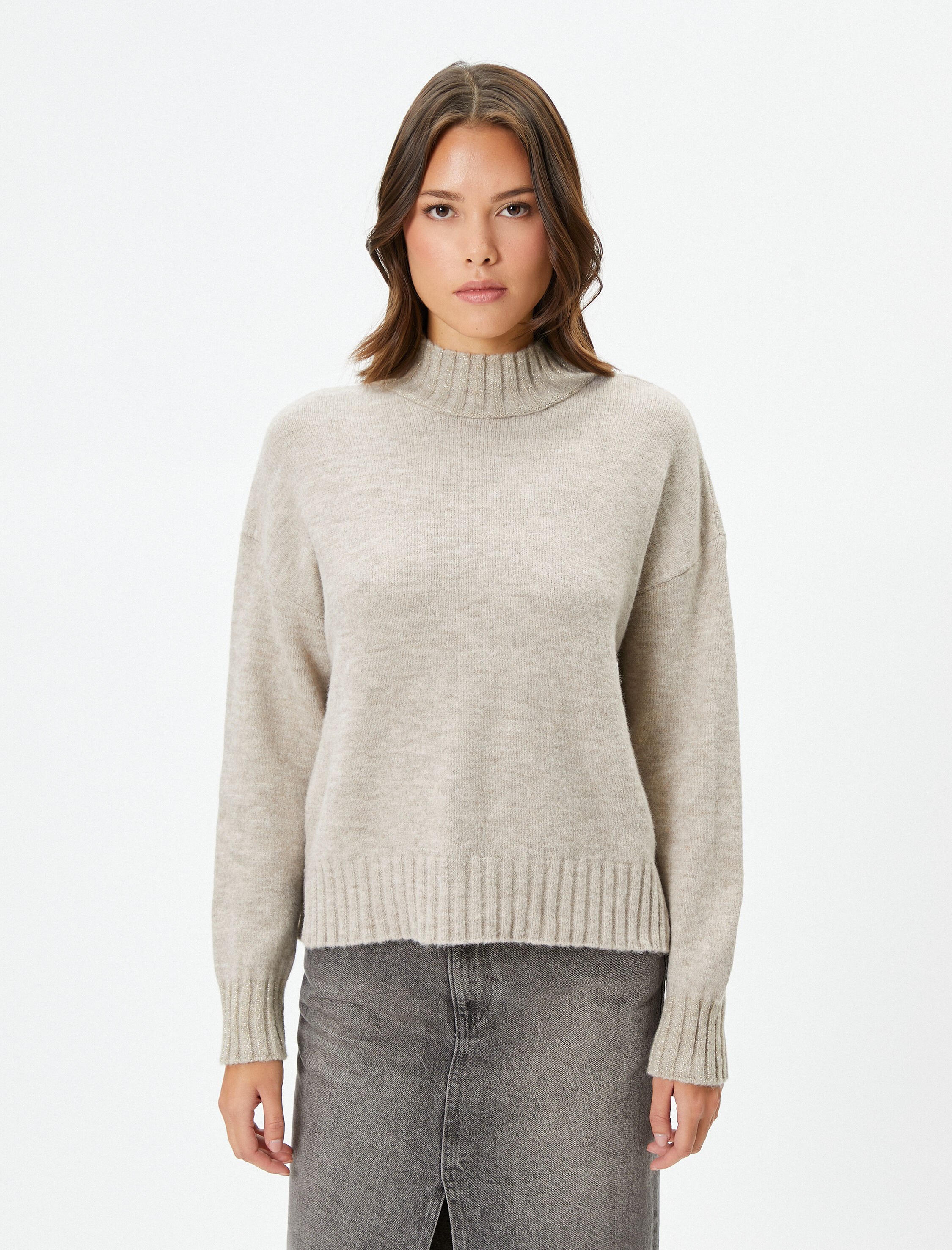   Koton X Şahika Ercümen - Simli Yarım Balıkçı Yaka Kazak