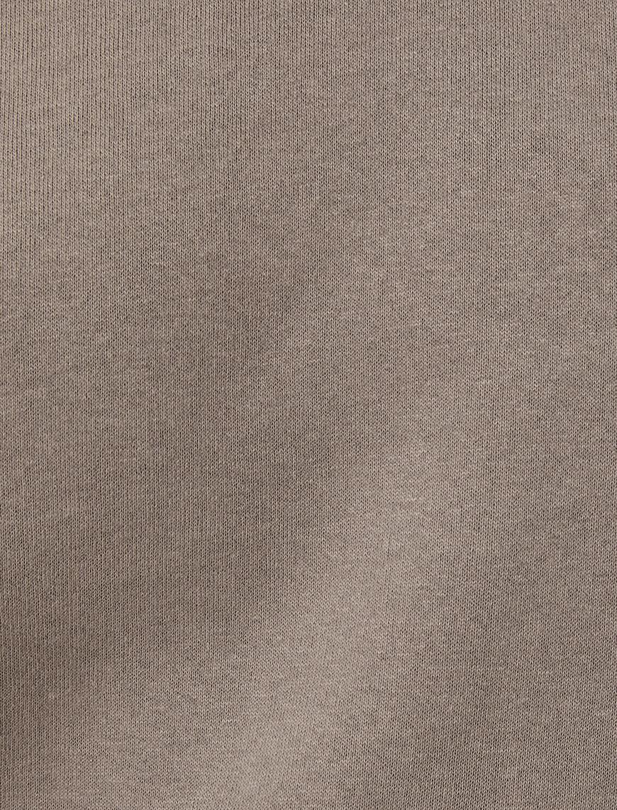   Pencere Detaylı Sweatshirt Uzun Kollu Bisiklet Yaka Pamuk Karışımlı Şardonlu