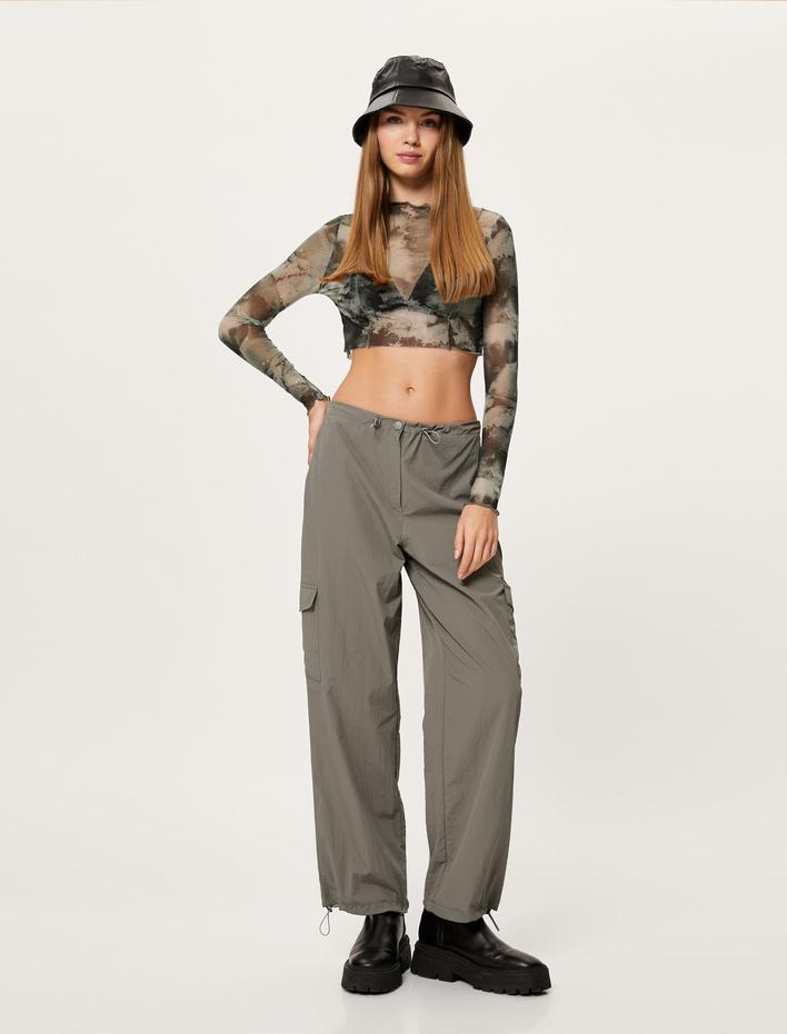  Paraşüt Pantolon Kargo Cepli Düşük Bel Rahat Kalıp