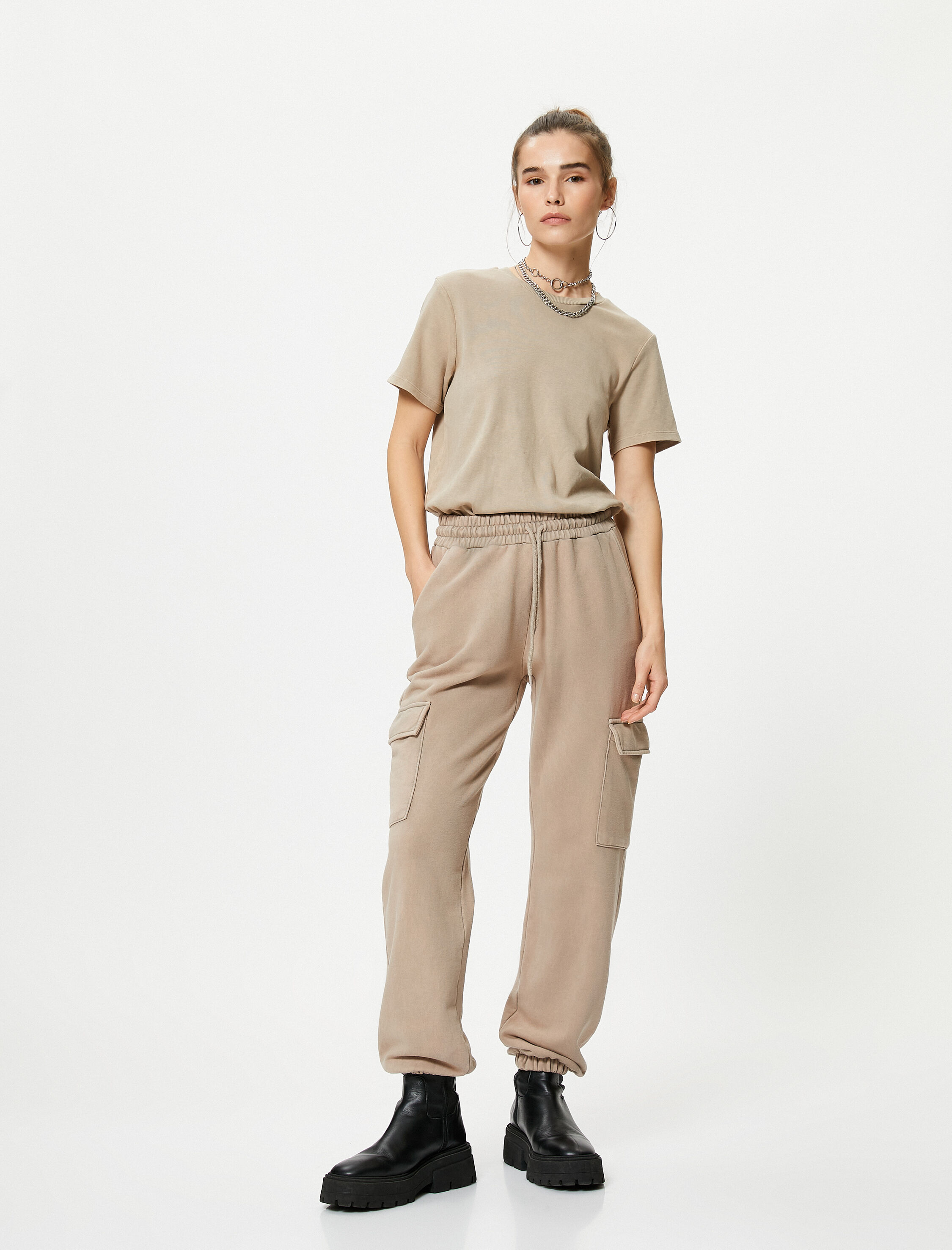   Jogger Pantolon Kargo Cepli Beli Bağcıklı