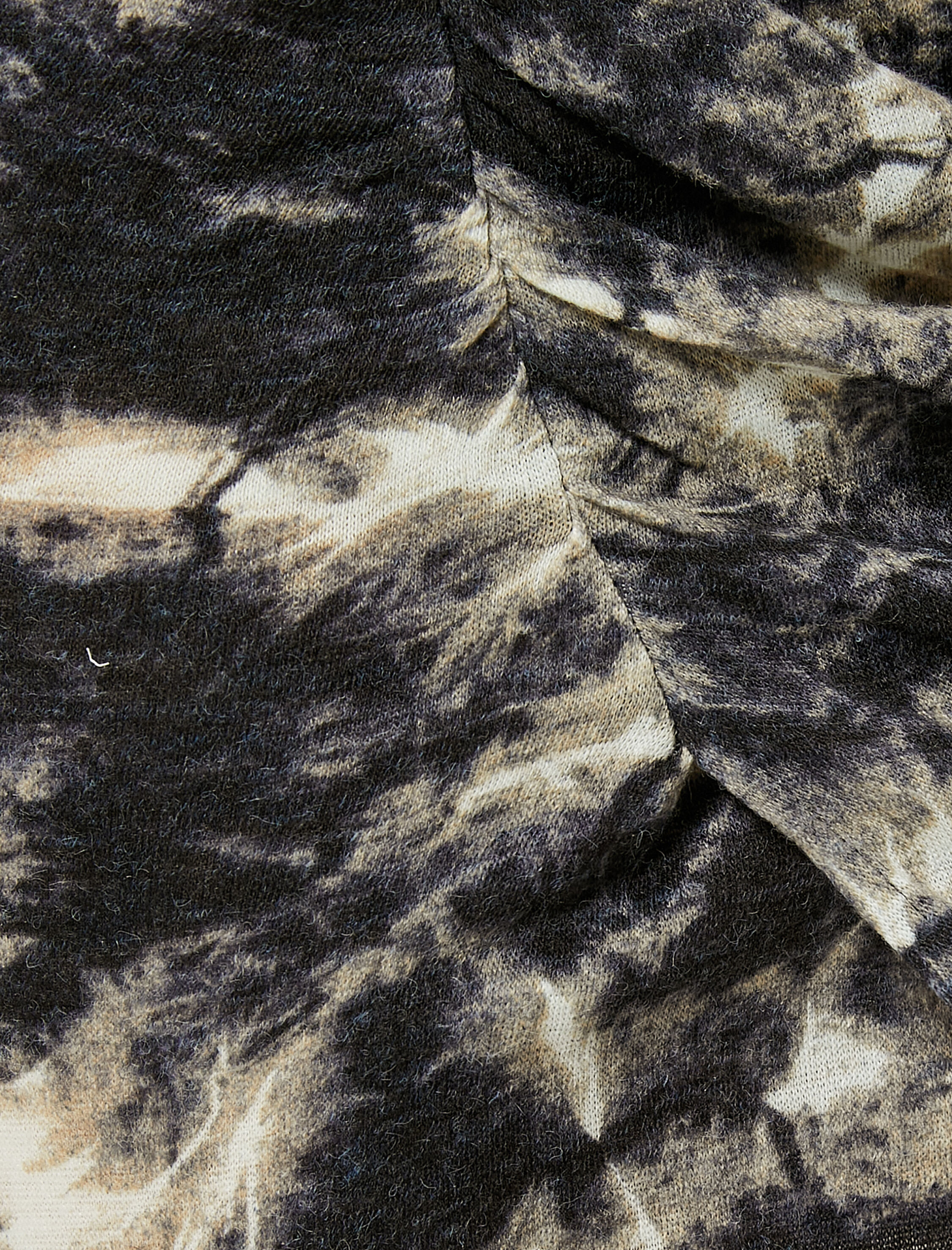   Yırtmaçlı Midi Etek Batik Desenli Drapeli