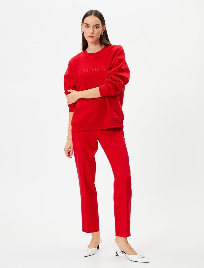  Cumhuriyet Nakışlı Sweatshirt Bisiklet Yaka 100. Yıla Özel