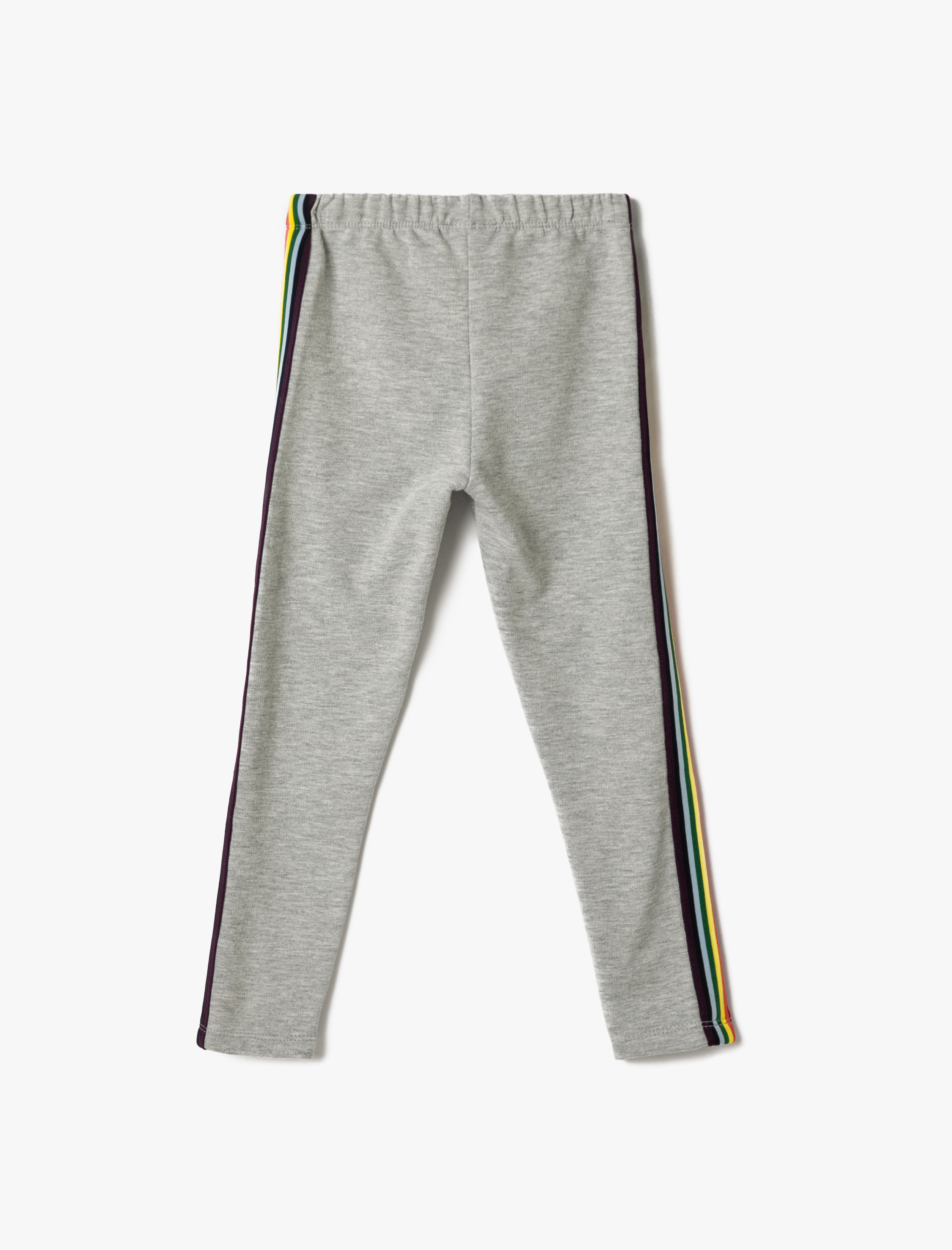  Kız Çocuk Basic Şeritli Tayt Beli Lastikli Pamuklu