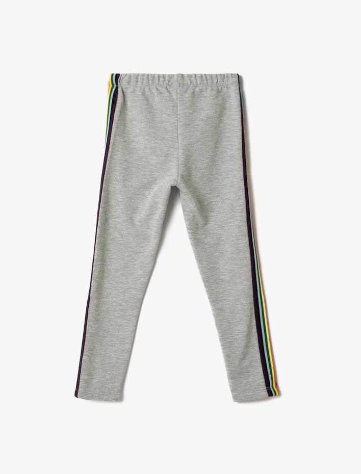 Kız Çocuk Basic Şeritli Tayt Beli Lastikli Pamuklu