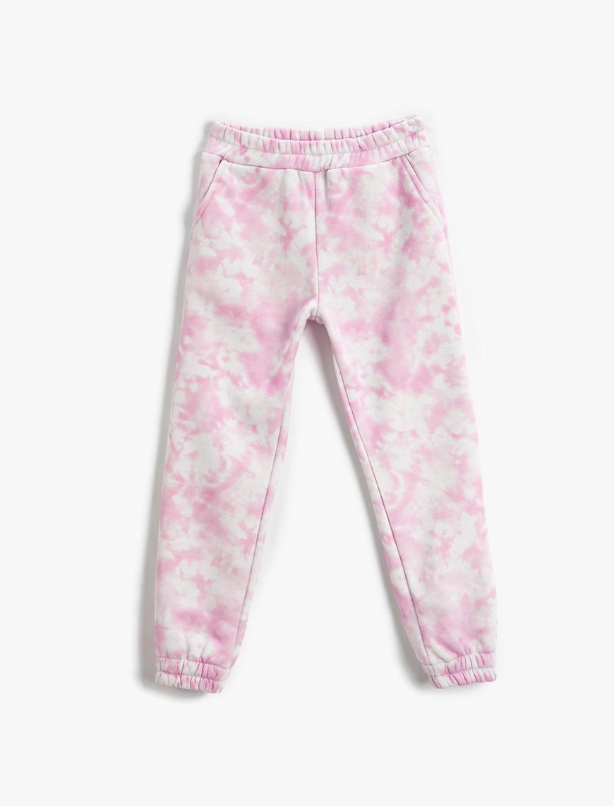  Kız Çocuk Basic Batik Desenli Jogger Eşofman Altı