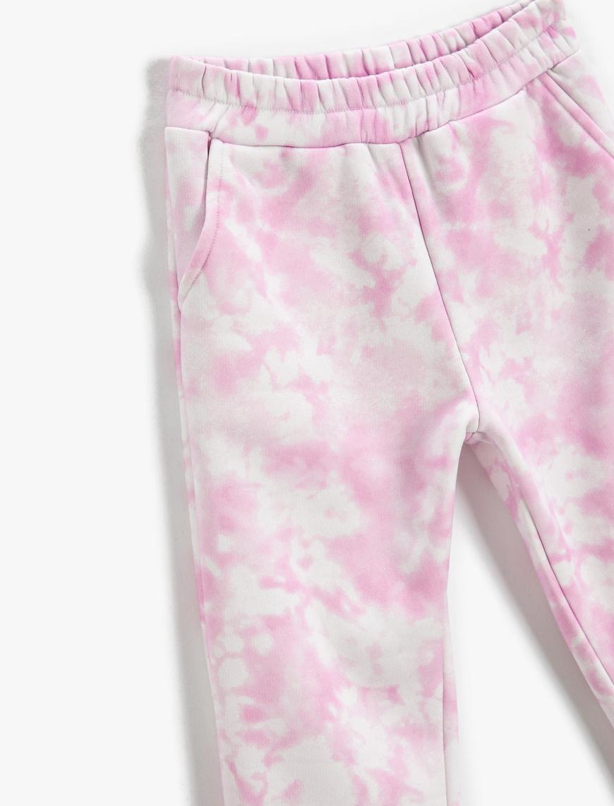  Kız Çocuk Basic Batik Desenli Jogger Eşofman Altı
