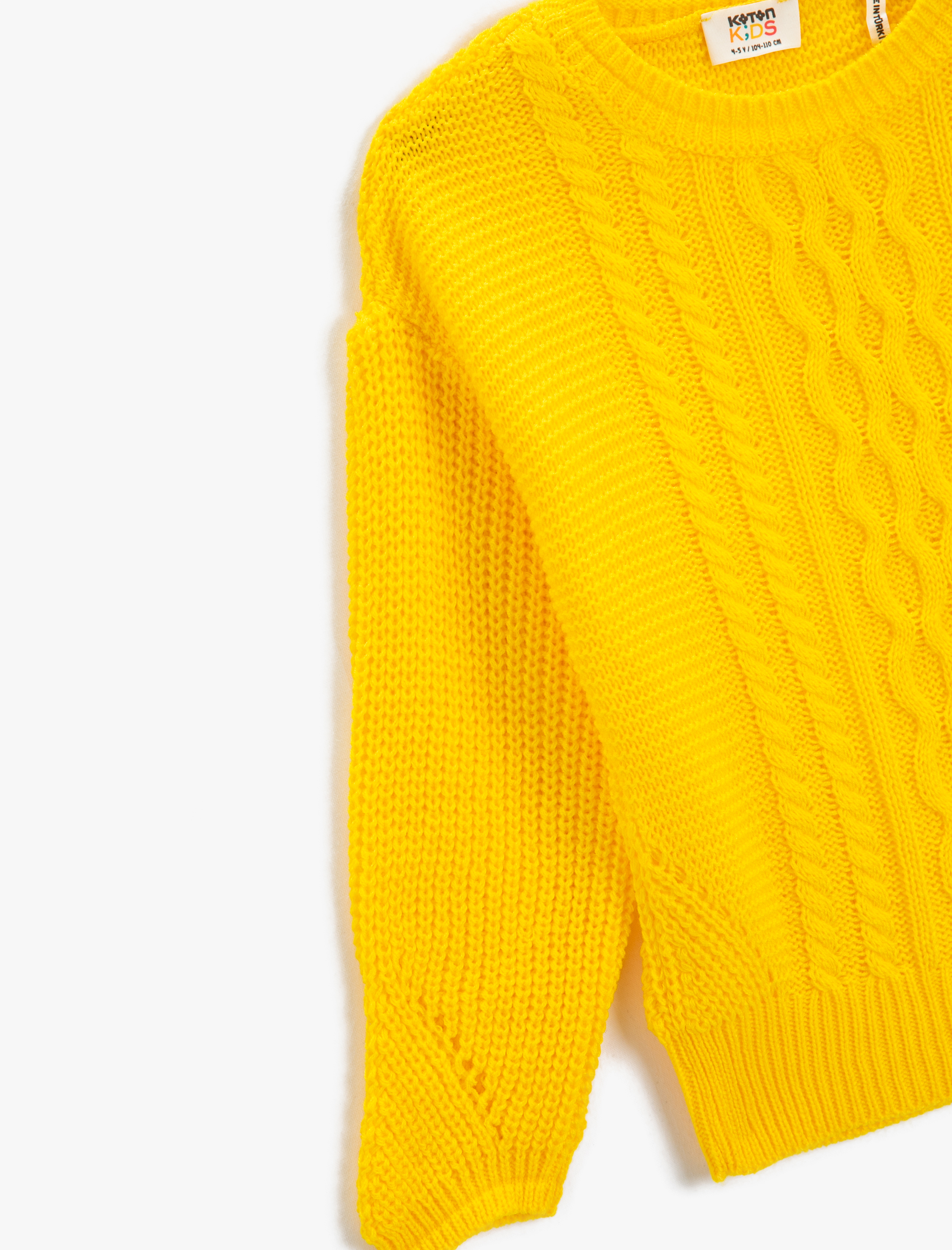  Kız Çocuk Basic Triko Kazak Saç Örgü Detaylı