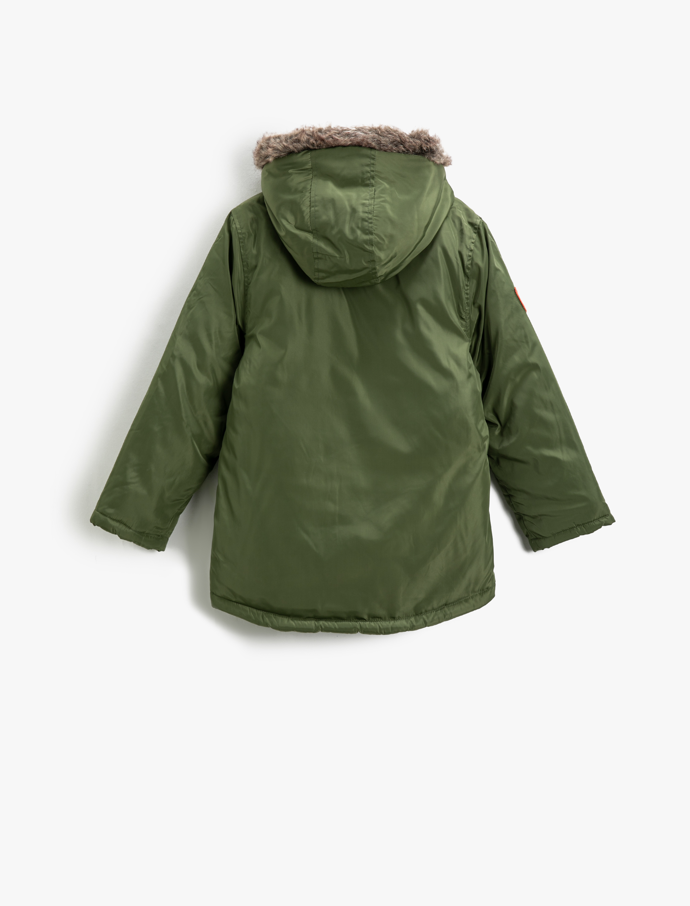 Erkek Çocuk Uzun Parka Kapüşonlu İçi Polar Astarlı