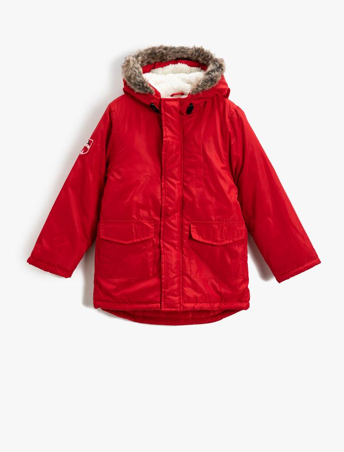 Erkek Çocuk Uzun Parka Kapüşonlu İçi Polar Astarlı