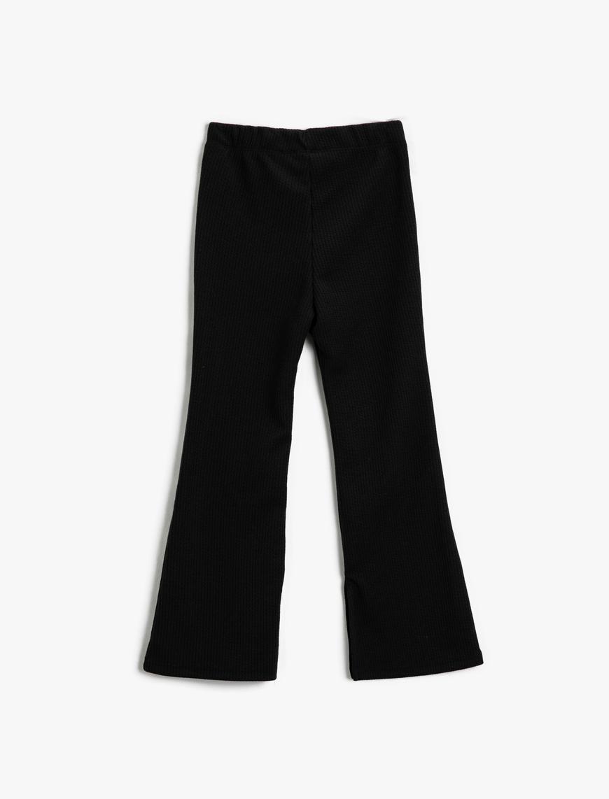  Kız Çocuk Basic İspanyol Paça Pantolon Ribanalı