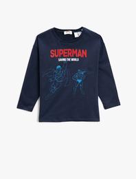 Superman Tişört Lisanslı Baskılı Uzun Kollu