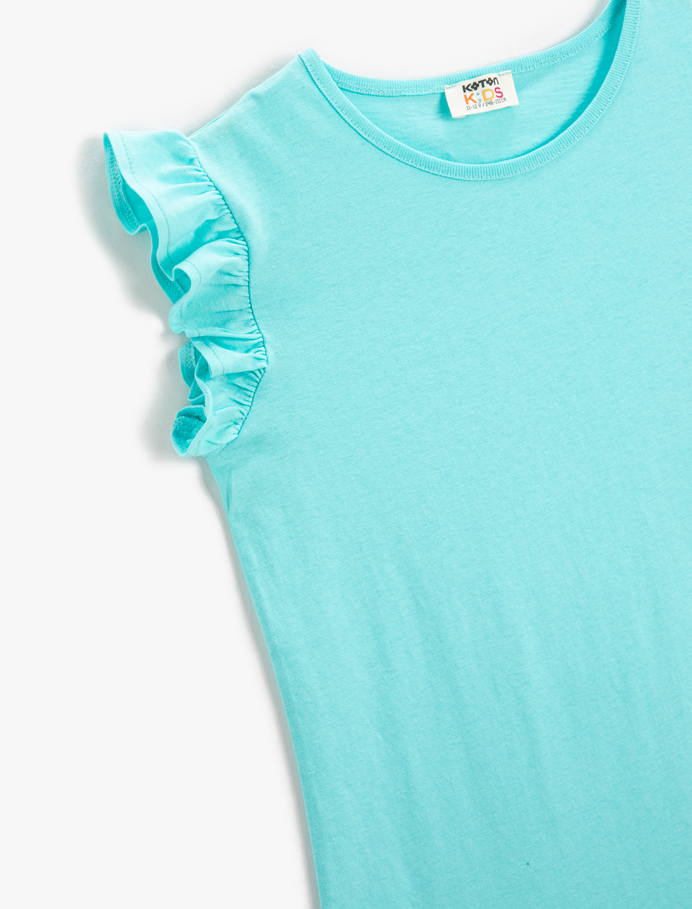  Kız Çocuk Basic Fırfırlı Tişört Kolsuz