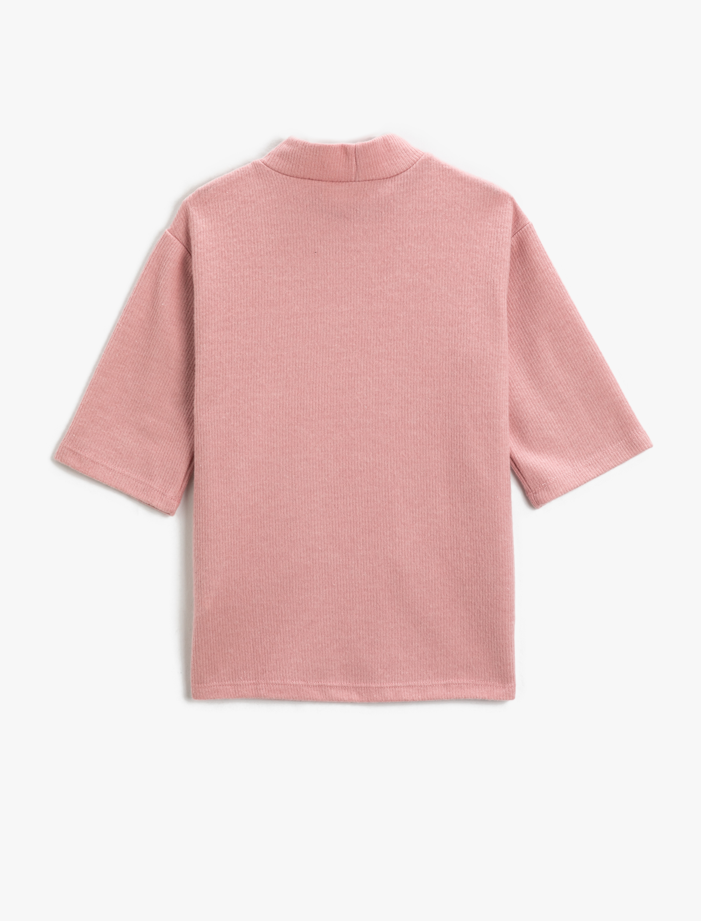  Kız Çocuk Yarım Dik Yaka Yumuşak Dokulu Ribanalı Elbise Cep Detaylı