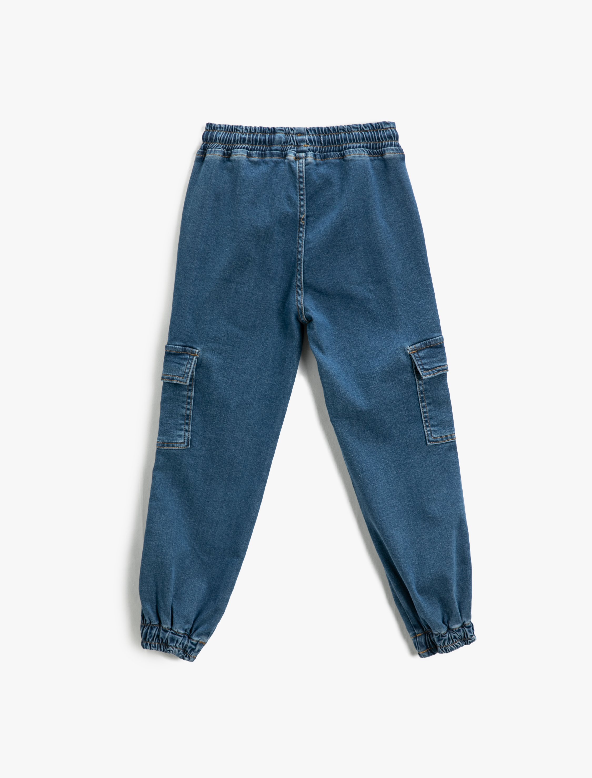  Kız Çocuk Kargo Jogger Kot Pantolon Cepli Pamuklu - Jegging Jean